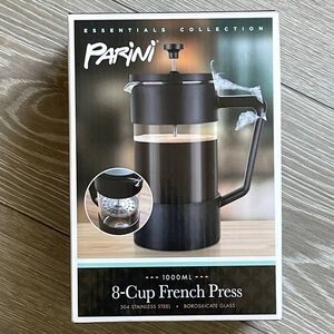 PARINI 8-Cup French Press Coffee Tea Maker Stainless Steel Borosilicate Glass